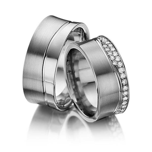 Paar klassische Trauringe/Eheringe in Graugold dunkel 585 mit zus. 0,63 ct. Brillant tw, si von 123GOLD - P-1110-6 Paar klassische Trauringe/Eheringe in Graugold dunkel 585 mit zus. 0,63 ct. Brillant tw, si von 123GOLD - P-1110-6