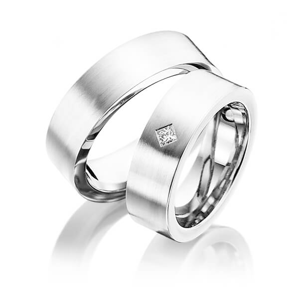 Paar klassische Trauringe/Eheringe in Innen Weißgold 585 , außen Weißgold 585 mit zus. 0,05 ct. Prinzess-Diamant tw, si von 123GOLD - Y-1262-6 Paar klassische Trauringe/Eheringe in Innen Weißgold 585 , außen Weißgold 585 mit zus. 0,05 ct. Prinzess-Diamant tw, si von 123GOLD - Y-1262-6