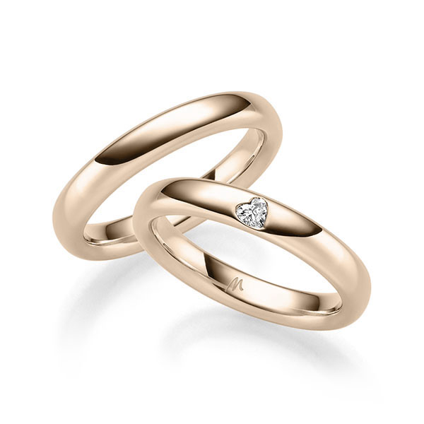 Paar klassische Trauringe/Eheringe in nussfarben-Gold 750 mit zus. 0,1 ct. Herz-Diamant tw, vs von Merii - M-1328-4 Paar klassische Trauringe/Eheringe in nussfarben-Gold 750 mit zus. 0,1 ct. Herz-Diamant tw, vs von Merii - M-1328-4