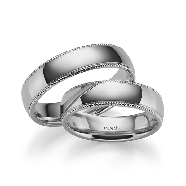 Paar klassische Trauringe/Eheringe in Palladium-Silber 800- von acredo - S-1277-6