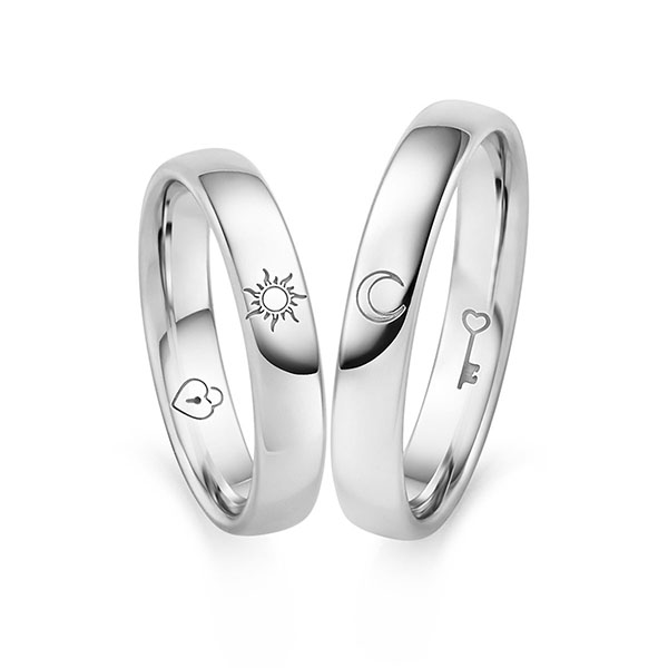 Paar klassische Trauringe/Eheringe in Palladium-Silber 800- von acredo