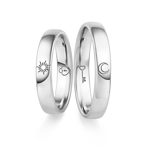 Paar klassische Trauringe/Eheringe in Palladium-Silber 800- von acredo