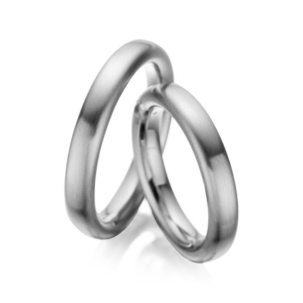 Paar klassische Trauringe/Eheringe in Palladium 500 von acredo - A-1082-6 Paar klassische Trauringe/Eheringe in Palladium 500 von acredo - A-1082-6