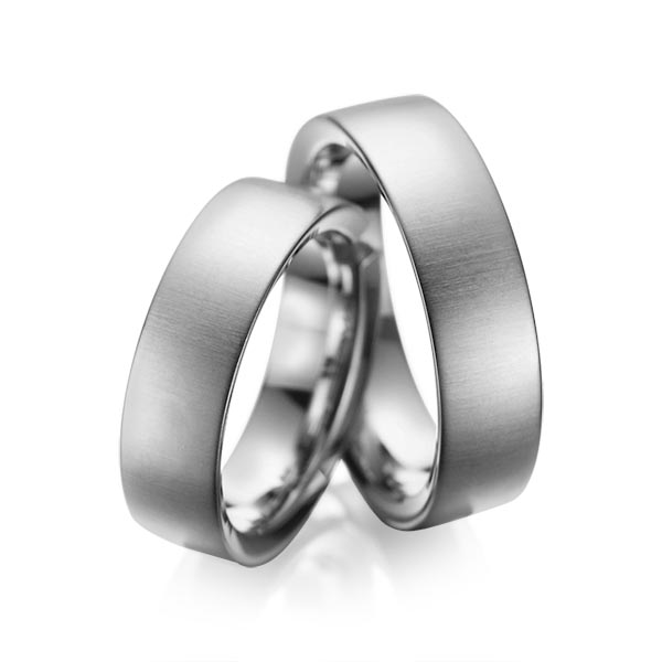 Paar klassische Trauringe/Eheringe in Palladium 585 von acredo - A-1084-6