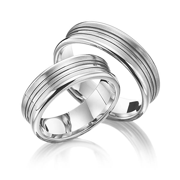 Paar klassische Trauringe/Eheringe in Palladium 585 von Merii - M-1084-5