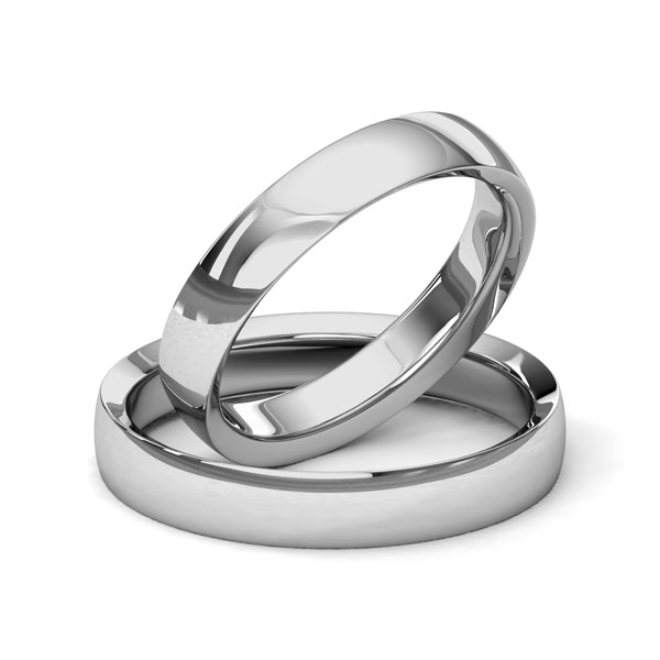 Paar klassische Trauringe/Eheringe in Palladium 585 von Merii - M-1230-6