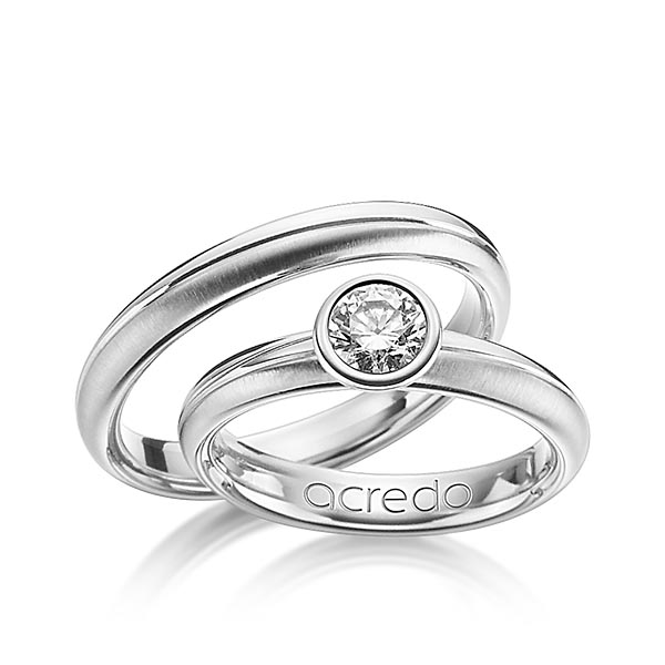 Paar klassische Trauringe/Eheringe in Palladium 950 mit 0,5 ct. Brillant tw, si von acredo - A-1206-5 Paar klassische Trauringe/Eheringe in Palladium 950 mit 0,5 ct. Brillant tw, si von acredo - A-1206-5