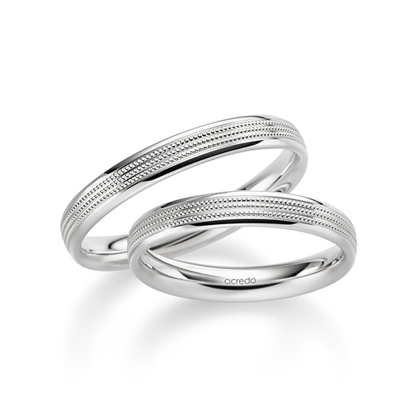 Paar klassische Trauringe/Eheringe in Palladium 950 von acredo - A-2340-6