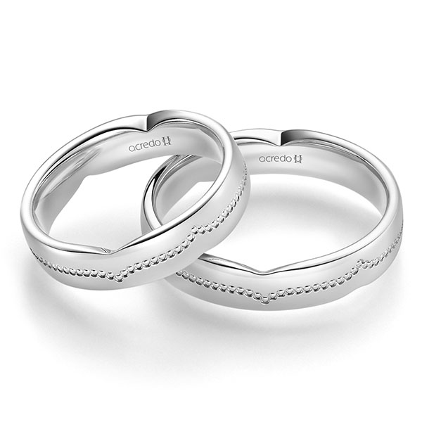 Paar klassische Trauringe/Eheringe in Palladium 950 von acredo - A-2479-6