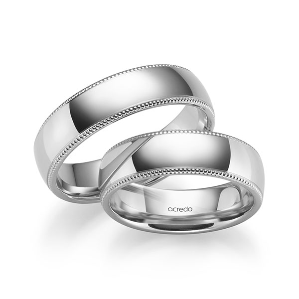 Paar klassische Trauringe/Eheringe in Palladium 950 von acredo - S-1278-5
