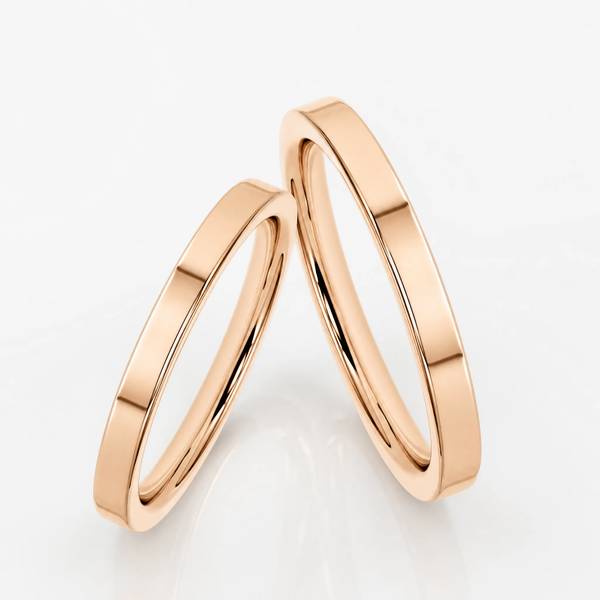 Paar klassische Trauringe/Eheringe in Peach-Gold 585 von Steinberg