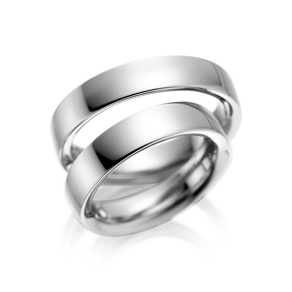 Paar klassische Trauringe/Eheringe in Platin-Palladium 600 von acredo - A-1078-6