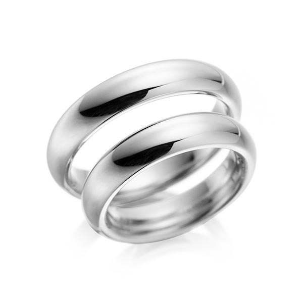 Paar klassische Trauringe/Eheringe in Platin-Palladium 600 von acredo - A-1079-6