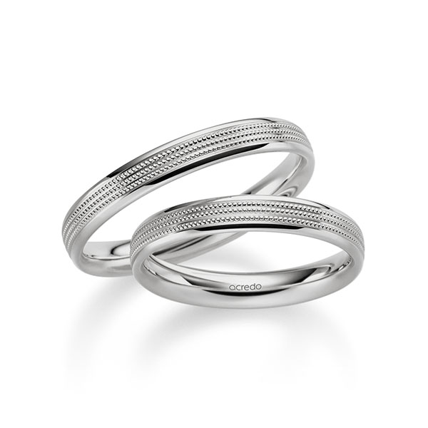 Paar klassische Trauringe/Eheringe in Platin-Palladium 600 von acredo - A-2340-5