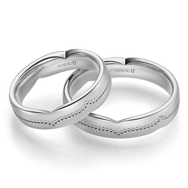 Paar klassische Trauringe/Eheringe in Platin-Palladium 600 von acredo - A-2479-5
