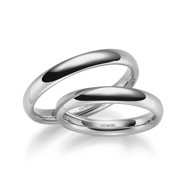 Paar klassische Trauringe/Eheringe in Platin-Palladium 600 von acredo - S-1264-3