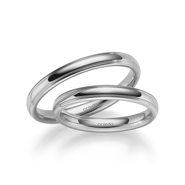 Paar klassische Trauringe/Eheringe in Platin-Palladium 600 von acredo - S-1282-6 Paar klassische Trauringe/Eheringe in Platin-Palladium 600 von acredo - S-1282-6