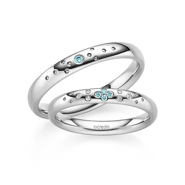 Paar klassische Trauringe/Eheringe in Platin-Silber 925 mit zus. 0,07 ct. Brillant iceblue tw, si von acredo - S-1360-1 Paar klassische Trauringe/Eheringe in Platin-Silber 925 mit zus. 0,07 ct. Brillant iceblue tw, si von acredo - S-1360-1
