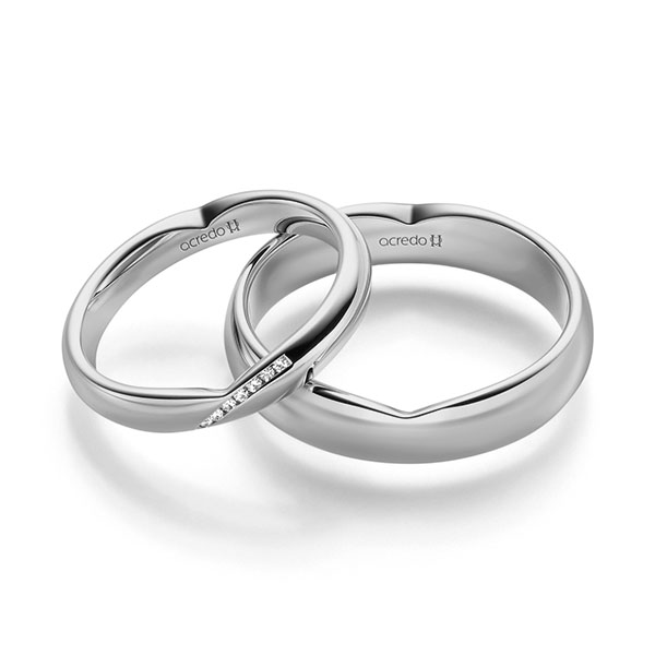 Paar klassische Trauringe/Eheringe in Platin 600 mit zus. 0,035 ct. Brillant tw, si von acredo