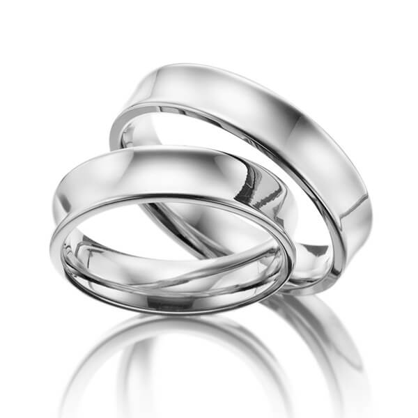 Paar klassische Trauringe/Eheringe in Platin 600 