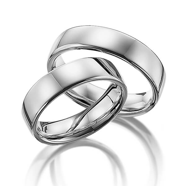 Paar klassische Trauringe/Eheringe in Platin 600 