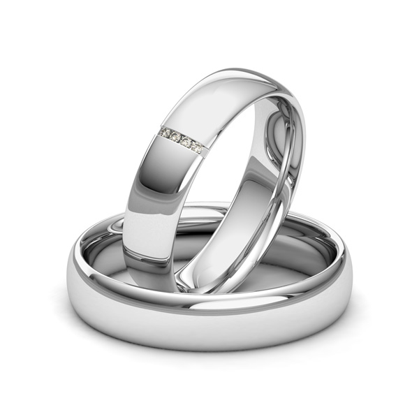 Paar klassische Trauringe/Eheringe in Platin 950 mit zus. 0,02 ct. Brillant tw, si von Merii - M-1039-1 Paar klassische Trauringe/Eheringe in Platin 950 mit zus. 0,02 ct. Brillant tw, si von Merii - M-1039-1