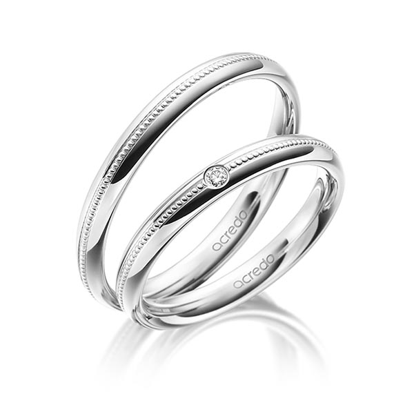 Paar klassische Trauringe/Eheringe in Platin 950 mit zus. 0,03 ct. Brillant tw, si von acredo - A-1767-1 Paar klassische Trauringe/Eheringe in Platin 950 mit zus. 0,03 ct. Brillant tw, si von acredo - A-1767-1