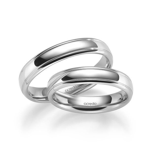 Paar klassische Trauringe/Eheringe in Platin 950 von acredo - S-1285-9