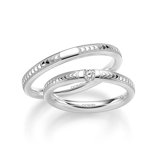 Paar klassische Trauringe/Eheringe in River Platin 950 mit zus. 0,08 ct. Brillant tw, si von acredo - A-2367-5 Paar klassische Trauringe/Eheringe in River Platin 950 mit zus. 0,08 ct. Brillant tw, si von acredo - A-2367-5