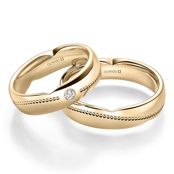 Paar klassische Trauringe/Eheringe in Roségold 375 mit zus. 0,06 ct. Brillant tw, si von acredo - A-2394-4 Paar klassische Trauringe/Eheringe in Roségold 375 mit zus. 0,06 ct. Brillant tw, si von acredo - A-2394-4