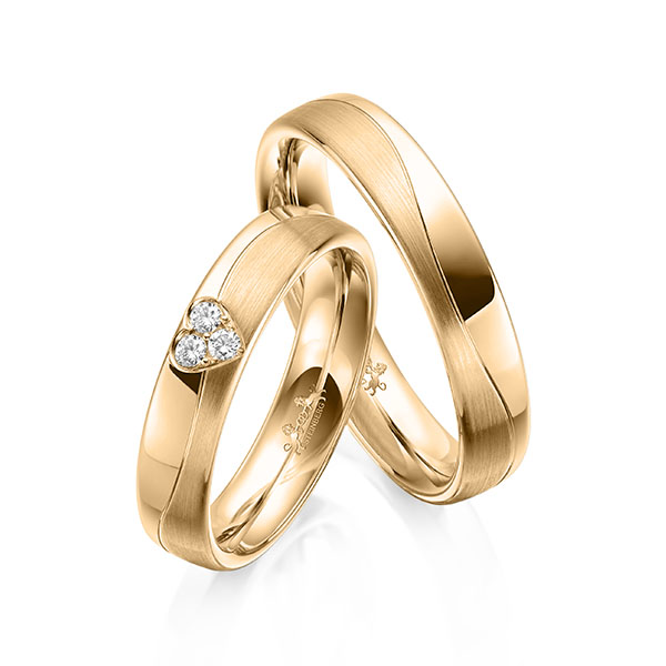 Paar klassische Trauringe/Eheringe in Roségold 375 mit zus. 0,075 ct. Brillant tw, si von Steinberg - Q-1612-3 Paar klassische Trauringe/Eheringe in Roségold 375 mit zus. 0,075 ct. Brillant tw, si von Steinberg - Q-1612-3