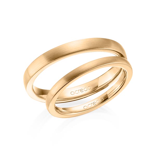 Paar klassische Trauringe/Eheringe in Roségold 375 von acredo - A-1406-3