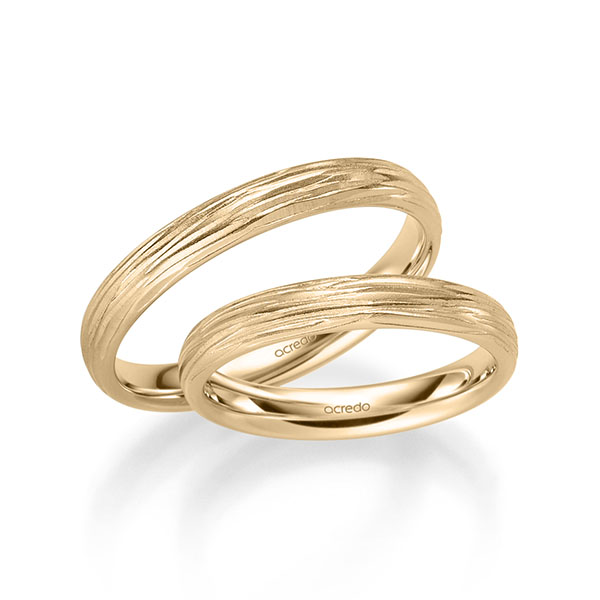 Paar klassische Trauringe/Eheringe in Roségold 375 von acredo - A-2312-3