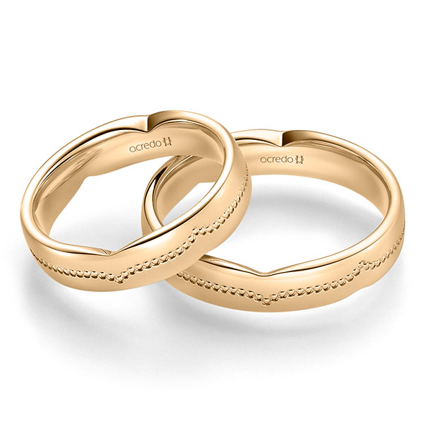 Paar klassische Trauringe/Eheringe in Roségold 375 von acredo - A-2479-1
