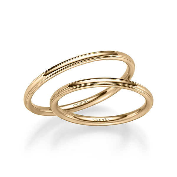 Paar klassische Trauringe/Eheringe in Roségold 375 von acredo - S-1280-7