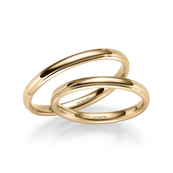 Paar klassische Trauringe/Eheringe in Roségold 375 von acredo - S-1281-7