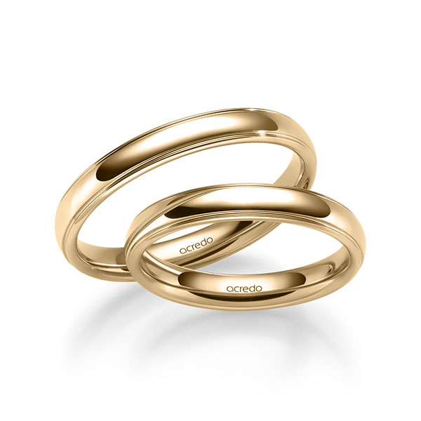 Paar klassische Trauringe/Eheringe in Roségold 375 von acredo - S-1283-7