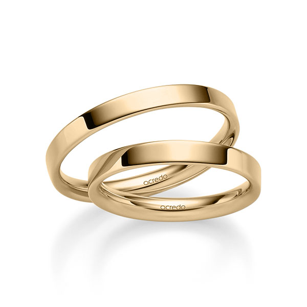Paar klassische Trauringe/Eheringe in Roségold 375 von acredo - S-1291-2