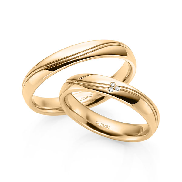 Paar klassische Trauringe/Eheringe in Roségold 585 mit zus. 0,015 ct. Brillant tw, si von acredo - A-1704-7 Paar klassische Trauringe/Eheringe in Roségold 585 mit zus. 0,015 ct. Brillant tw, si von acredo - A-1704-7
