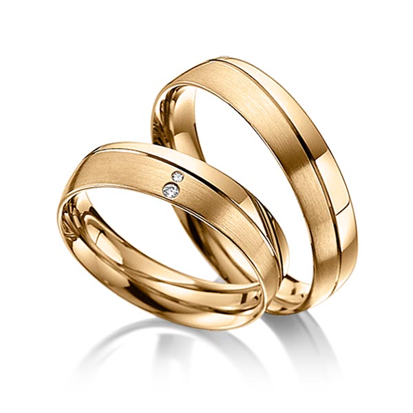 Paar klassische Trauringe/Eheringe in Roségold 585 mit zus. 0,015 ct. Brillant tw, si von acredo - A-3008-4 Paar klassische Trauringe/Eheringe in Roségold 585 mit zus. 0,015 ct. Brillant tw, si von acredo - A-3008-4