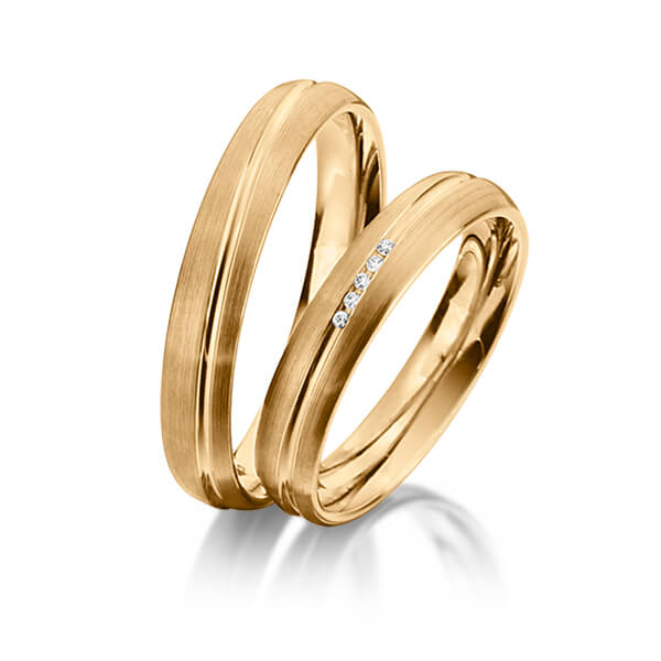 Paar klassische Trauringe/Eheringe in Roségold 585 mit zus. 0,025 ct. Brillant tw, si von 123GOLD - Y-1310-3 Paar klassische Trauringe/Eheringe in Roségold 585 mit zus. 0,025 ct. Brillant tw, si von 123GOLD - Y-1310-3