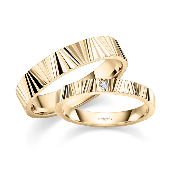 Paar klassische Trauringe/Eheringe in Roségold 585 mit zus. 0,025 ct. Brillant tw, vs von acredo - S-1431-1 Paar klassische Trauringe/Eheringe in Roségold 585 mit zus. 0,025 ct. Brillant tw, vs von acredo - S-1431-1