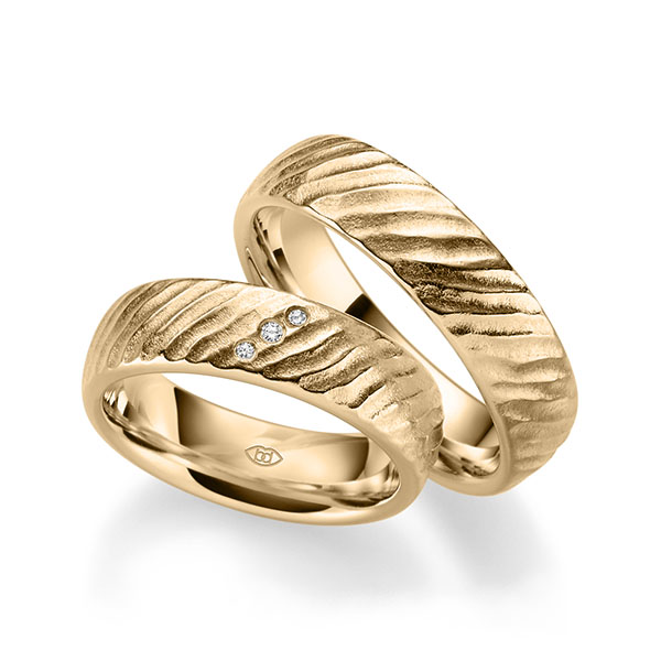 Paar klassische Trauringe/Eheringe in Roségold 585 mit zus. 0,02 ct. Brillant tw, si von 123GOLD