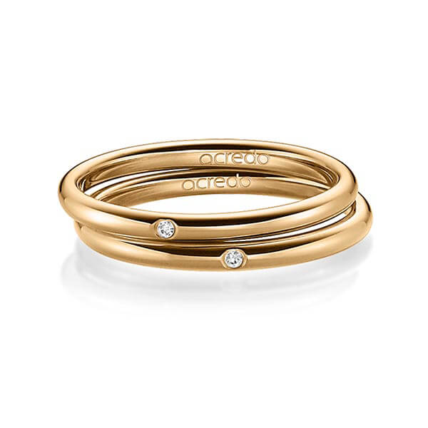 Paar klassische Trauringe/Eheringe in Roségold 585 mit zus. 0,02 ct. Brillant tw, si von acredo
