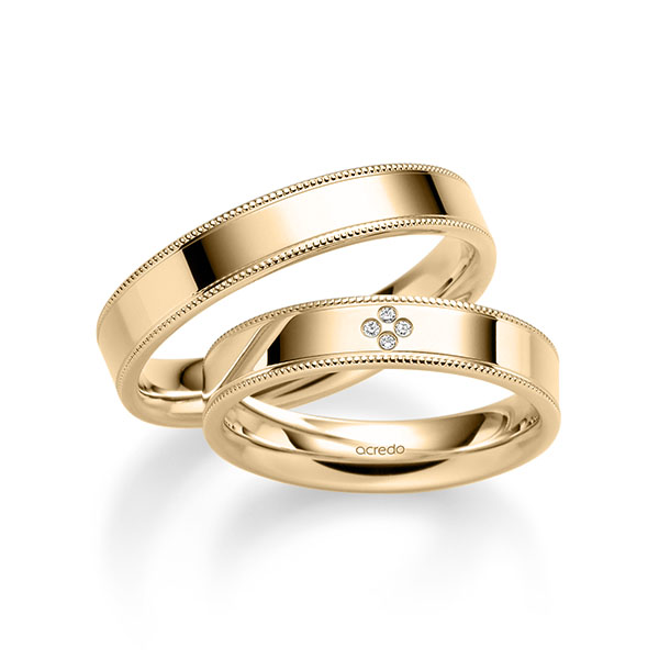 Paar klassische Trauringe/Eheringe in Roségold 585 mit zus. 0,02 ct. Brillant tw, si von acredo - A-2347-2 Paar klassische Trauringe/Eheringe in Roségold 585 mit zus. 0,02 ct. Brillant tw, si von acredo - A-2347-2