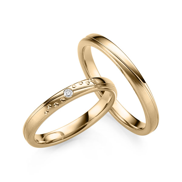 Paar klassische Trauringe/Eheringe in Roségold 585 mit zus. 0,03 ct. Brillant tw, si von 123gold - Y-1426-3 Paar klassische Trauringe/Eheringe in Roségold 585 mit zus. 0,03 ct. Brillant tw, si von 123gold - Y-1426-3