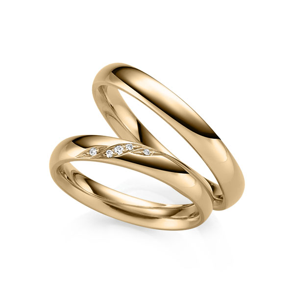 Paar klassische Trauringe/Eheringe in Roségold 585 mit zus. 0,03 ct. Brillant tw, si von 123GOLD