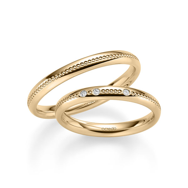 Paar klassische Trauringe/Eheringe in Roségold 585 mit zus. 0,03 ct. Brillant tw, si von acredo