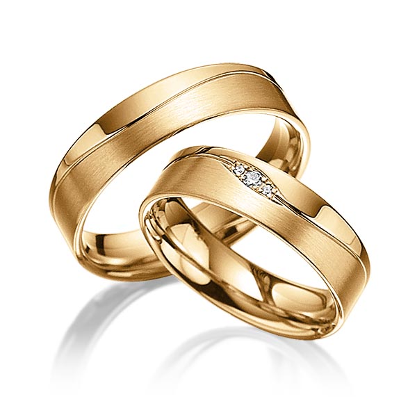 Paar klassische Trauringe/Eheringe in Roségold 585 mit zus. 0,03 ct. Brillant tw, si von acredo - A-3023-13 Paar klassische Trauringe/Eheringe in Roségold 585 mit zus. 0,03 ct. Brillant tw, si von acredo - A-3023-13
