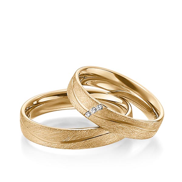 Paar klassische Trauringe/Eheringe in Roségold 585 mit zus. 0,03 ct. Brillant tw, si von Steinberg - Q-1182-9